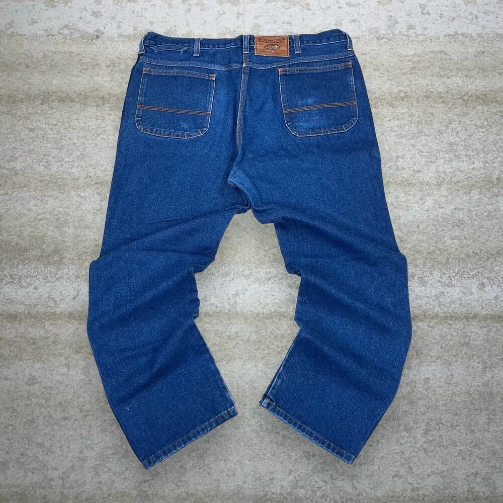 Vintage 90s Dickies Jeans 42x32 Relaxed Fit Dark Wash Denim Made in USA